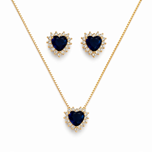 Conjunto de coração safira