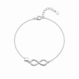 Pulseira com símbolo do infinito com coração na prata 925