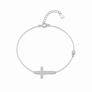 Pulseira de cruz cravejada na prata 925