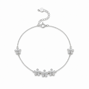 Pulseira de flores na prata 925