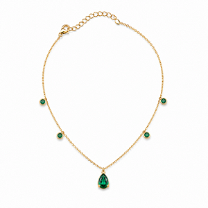 Pulseira gota e pontos de luz esmeralda