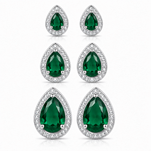 Trio gota cravejada esmeralda
