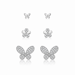 Trio borboletas e flor