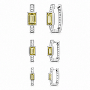 Trio de argola com pedra retangular citrino