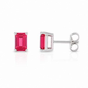 Brinco retangular fucsia na prata 925