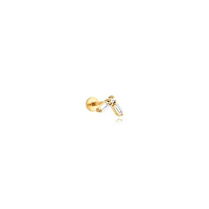 Piercing em formato de V baguetado dourado