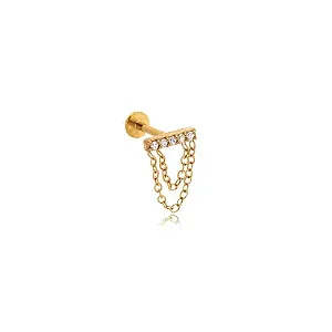 Piercing cravejado com corrente