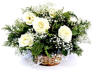 Cesta de Rosas Brancas