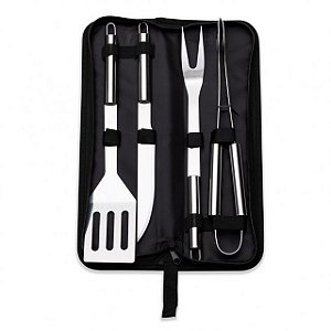 Kit Churrasco 4 peças + Embalagem Nylon com ziper