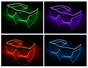 Óculos Neon Led Transparente Festa Balada Dj Casamento