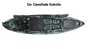 Caiaque Barracuda Evolution by (Fábio Baca), cor Camuflado Exército com Colete Barracuda