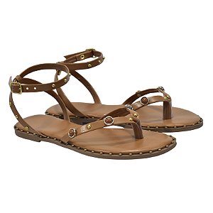 Sandália Rasteira Feminina com Enfeites Apliques REF 25014