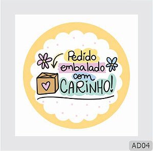 Adesivo Pedido embalado com carinho