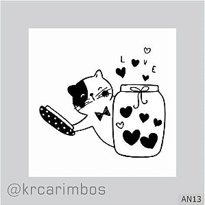 Carimbo Gatinho pote de Amor