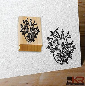 Carimbo Coração de Rosas