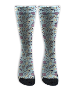 Meia Cano Alto - Caveirinha Halloween BLUE