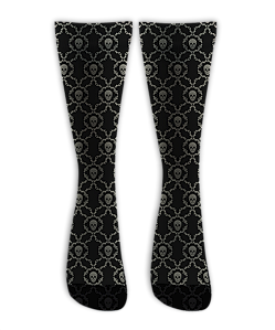 Meia Cano Alto - Skull Vintage Black