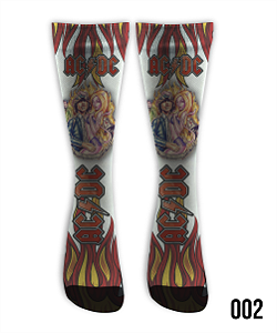 Meia Cano Alto - ACDC Flames White