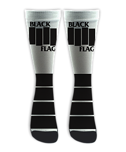 Meia Cano Alto - Black Flag White