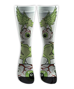 Meia Cano Alto - Flying Eyes - White