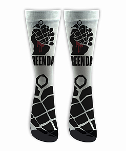 Meia Cano Alto - Green Day - American Idiot - White