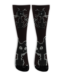 Meia Cano Alto -  Crazy Cat Black