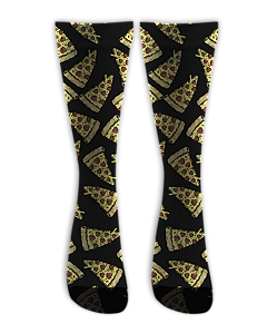 Meia Cano Alto - Pizza Lover Black