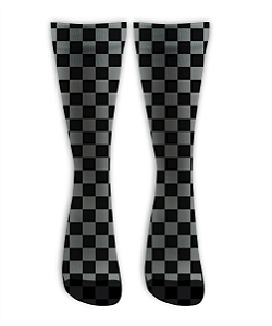 Meia Cano Alto - Quadriculada Cinza e Preto
