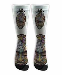 Meia  Cano Alto - Tupac Grafitti