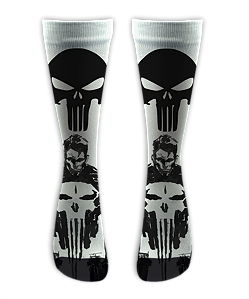 Meia  Cano Alto - Punisher White