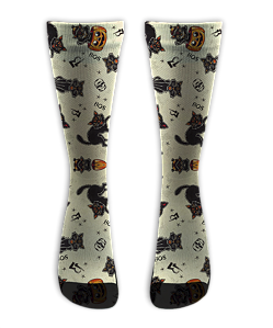 Meia  Cano Alto - Halloween Cat 13