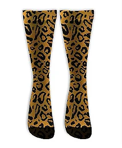 Meia  Cano Alto - Animal Print Onça