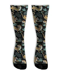 Meia  Cano Alto - Animal Tiger Black