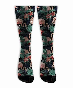 Meia  Cano Alto - Flamingo Black