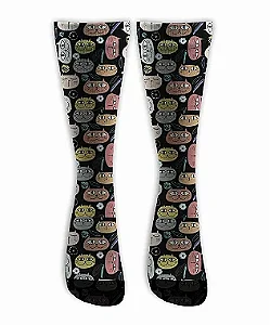 Meia  Cano Alto - Gato Feliz Black