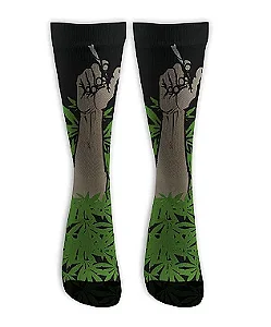 Meia  Cano Alto - Cannabis Black