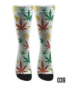 Meia  Cano Alto - Cannabis Color White