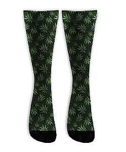 Meia  Cano Alto - Cannabis Hemp Black