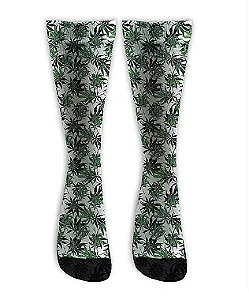 Meia  Cano Alto - Cannabis Hemp White