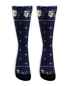 Meia  Cano Alto - Floral Romantic Lovers