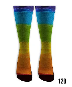 Meia  Cano Alto - Colorida Rainbow