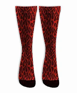 Meia  Cano Alto - Flame Full Print - Red