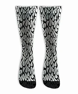 Meia  Cano Alto - Flame Full Print - White