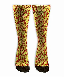 Meia Cano Alto - Flame Full Print - Yellow