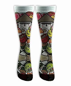 Meia  Cano Alto - Oriental Print