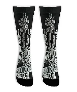 Meia  Cano Alto - Bones Black