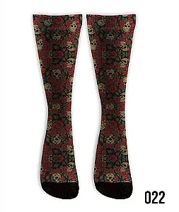 Meia  Cano Alto - Caveira Floral Vintage
