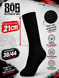 MEIA CANO ALTO ALGODÃO PRETA