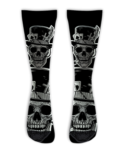Meia  Cano Alto - Skull Baron