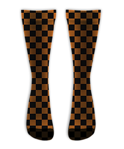 Meia Cano Alto - Quadriculado Laranja e Preto
